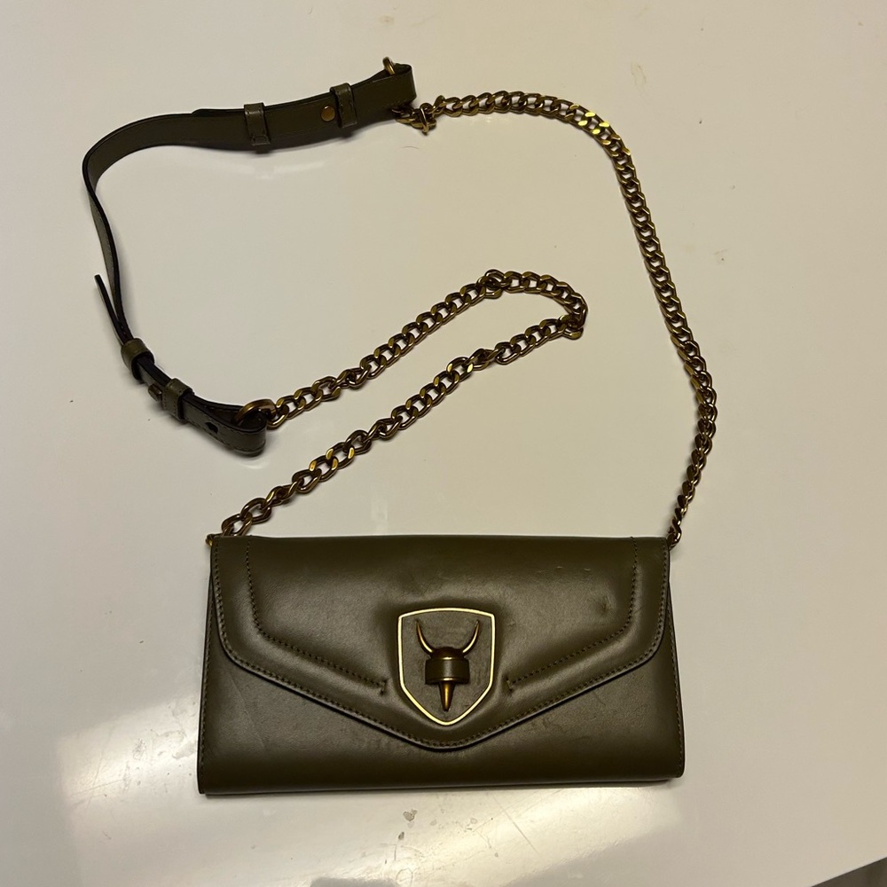 RUDSAK leather Crossbody Skull Wallet Purse Dark Green